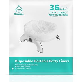 36 Packs Disposable Potty Bags, Portable Travel Potty Bags with 200ml Absorbent Pads, Potty Liners Compatible with OXO Tot 2-in-1 Go Potty, Potty Training Liners Fit Most Potty Chairs for Toddlers