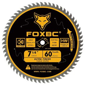 FOXBC 7-1/4" Circular Saw Blade Ultra Fine Finish 60-Tooth, Replacement for Freud Diablo D0760A D0760X, DeWalt DWA171460 Circular Saw Blade