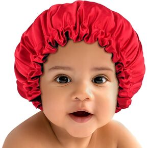 Baby Bonnet for 6-36 Months Sleeping: Reversible Smooth Satin for No Mess Toddler's Curly Hair, Adjustable Band No Slip