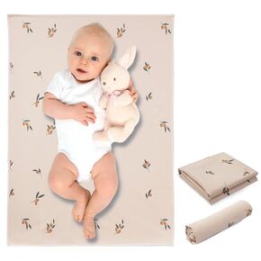Vegan Leather Baby Changing Mat - Wipeable Portable Changing Pad, Foldable Travel Changing Mat for Baby, Newborns (Flower,20"*28")