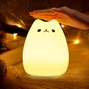 CHWARES Night Light for Kids, Cat Nursery Night Lights with Battery, 7 Color Table Lamp,Room Decor, USB Rechargeable, Cute LED Multicolor Gifts for Baby, Children, Toddlers, Teen Girls