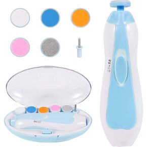 Baby Nail Trimmer Electric, Low Noise Newborn Safe Nail Clipper Kit with Light and Replaceable 6 Grinding Heads, Hand-Holding Care Polish and Trim for Infant Toddler Adults Toes Fingernails, Pink