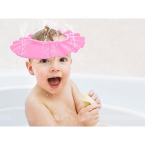 1 Pcs Resizable Adjustable Soft Baby Babies Kids Children Shampoo Bath Bathing Shower Cap Hat Shield for Wash Washing Hair + a Keychain