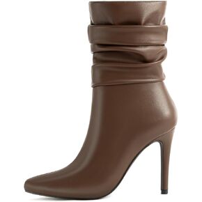 Mid Calf Boots for Women Stiletto High Heel Slouch Boots Pointed Toe Side Zipper Sexy Fashion Boots Waterproof Ankle Boots Fall Winter Dressy Boots