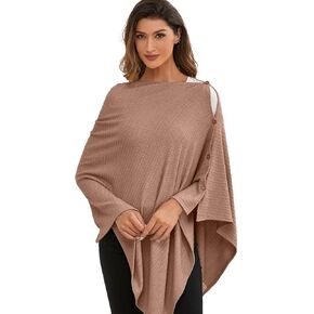 Nursing Cover for Baby Breastfeeding, Organic Cotton Knit Breastfeeding Cover, Warm Cozy Swaddle, Breathable and Soft, Wide Neck with Stretch for Easy View (Chestnut)