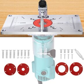 Router Table Insert Plate, 234 x 120 x 8mm Aluminum Router Insert Plate DIY Router Table Insert Plate with 4 X Router Table Insert Ring and Screws for Wood Trimmer Router