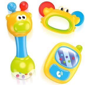 MOONTOY 12pcs Baby Rattles Set Teether Toys for Babies 0-6 Months Infant Christmas Stocking Stuffers Gifts, Baby Toys 6-12 Months Teething Toys 3-6 Months Newborn Boy Girl 0 1 2 3 4 5 6 7 8 9 10 Month