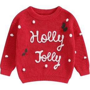 Toddler Baby Boy Girl Christmas Sweater Long Sleeve Embroidery Knit Sweater Pullover Sweatshirt Fall Winter Clothes