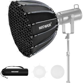 NEEWER 22inch/55cm Parabolic Softbox Quick Set up Quick Folding, with Diffusers/Grid/Bag, Compatible with Aputure 60X S 150c 300c NEEWER RGB CB60 MS60B MS60C CB200B and Other Bowens Mount Lights in Kuwait