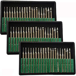 Brccee AC 60 Pcs Diamond Burr Bits Drill Glass Gemstone Metal for Craftsman Rotary Tool 1/8" Shanks w/ Box Tip