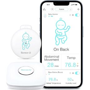 Sense-U Smart Baby Movement Monitor 3 - Tracks Baby's Abdominal Movement, Sleep Position, Temperature, with Real-time Alerts, Anytime, Anywhere