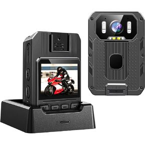 كاميرا 4K HD يمكن ارتداؤها على الجسم، كاميرا جسم 128 جيجابايت مع بطاريتين بقدرة 2350 مللي أمبير في الساعة تعمل لمدة 13-15 ساعة، كاميرا فيديو IP68 H.265 مقاومة للماء مع تسجيل الصوت والفيديو لدوريات الشرطة الأمنية للتنزه سيرًا على الأقدام