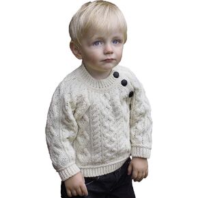 سترة Aran Crafts Baby التقليدية الأيرلندية ذات 3 أزرار برقبة دائرية (100% صوف ميرينو) in Kuwait