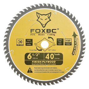 FOXBC 6-1/2 inch Circular Saw Blade Ultra Fine Finish 60-Tooth for Wood Cutting, Thin-Kerf with 5/8" Arbor
