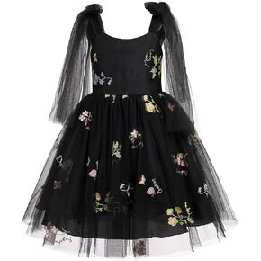 Baby Flower Girl Dress Sleeveless Spaghetti Straps Floral Embroidered Princess Dress Toddler Birthday Party Fairy Tulle Dress