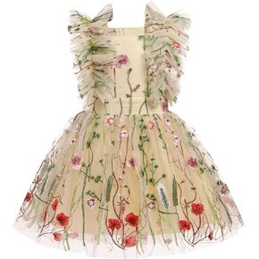 Kids Girls Confetti Polka Dots Butterfly Princess Party Wedding Flower Girl Dress Photography 3-10T