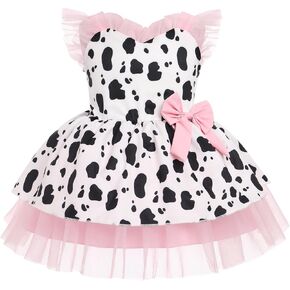 IMEKIS Toddler Girls Birthday Dress Cow Strawberry Floral Tulle Princess Party Dresses Summer Cake Smash Photo Shoot in Kuwait