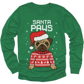 Pug Ugly Christmas Sweater Style Sweatshirt Funny Santa Paws Xmas Holiday Sweatshirts for Youth Kids
