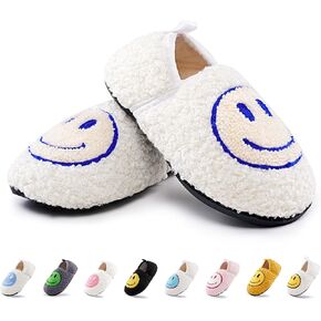 COVS Smile Face Slippers Kids Toddler Slippers for Boys Girls Slippers Toddler House Shoes Non-Slip TPR Soft Sole Kids Slippers Home Socks Shoes