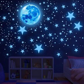Glow in The Dark Stars for Ceiling,Glow in The Dark Stars and Moon Wall Decals, 1086 Pcs Ceiling Stars Glow in The Dark Kids Wall Decors, Perfect for Kids Nursery Bedroom Living Room (Blue)