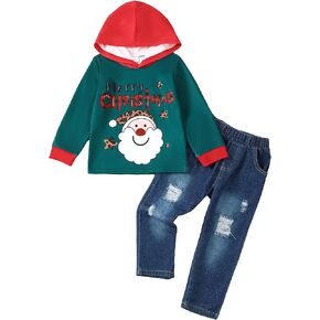 Toddler Boy Clothes Baby Boy Outfit Letter Prints Hoodies Top Ripped Jeans Cute Boys Clothing Set Fall Winter