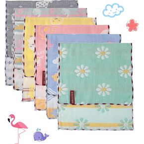 6 قطع من أقمشة تجشؤ الأطفال من الموسلين من Newwiee، مناشف تجشؤ سميكة للرضع، 6 طبقات ماصة، منشفة ناعمة للتسنين لحديثي الولادة، 20 × 10 بوصة (لون جديد، نمط بسيط)، SE-Newwiee-464907 in Kuwait