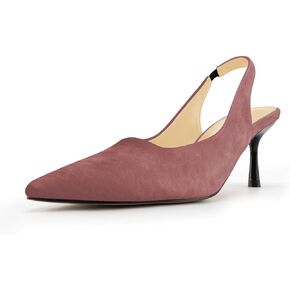 DREAMCIA Women's Pumps Slingback Heels Pointed Toe Sling Back Kitten Heels Women Metallic Slingback Pumps Bride Dresses Wedding Shoes