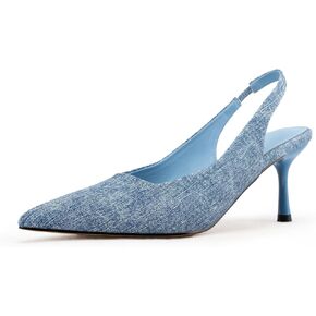 DREAMCIA Women's Pumps Slingback Heels Pointed Toe Sling Back Kitten Heels Women Metallic Slingback Pumps Bride Dresses Wedding Shoes