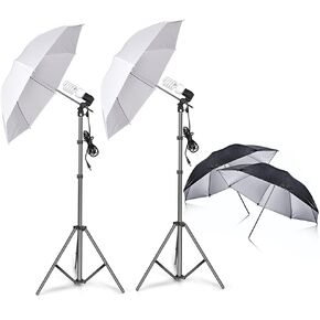 SLOW DOLPHIN Photography Umbrella Lighting Kit,400W 5500K Daylight Photo Portrait Continuous Reflector Lights for Camera Video Studio Shooting White/Black Umbrella