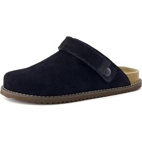 CUSHIONAIRE Women's Boulder Genuine Suede Clog with Swivel Strap – Lightweight EVA Sole, Memory Foam Insole, Wide Widths Available