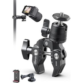 Camera Clamp Mount Accessories for Action Camera - ULANZI R099 Super Clamp Ball Head Mount 1.5kg/3.3lb Loading Metal Bike Motorcycle Handlebar Attachments
