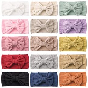 jollybows 15 PCS Baby Girls Headbands with Bows Handmade Hair Accessories Stretchy Hairbands for Newborn Infant Toddler