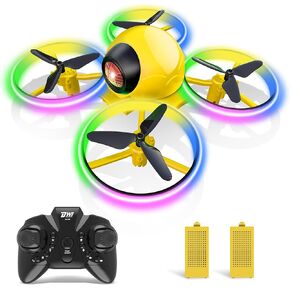 Dwi Dowellin Mini Drone for Kids, 4.9 Inch Small Flying Toys Drones with LED Light One Key Take Off Spin Flips RC Mini Drones Nano Quadcopter Long Flight Time Drones for Beginners and Adults, Blue