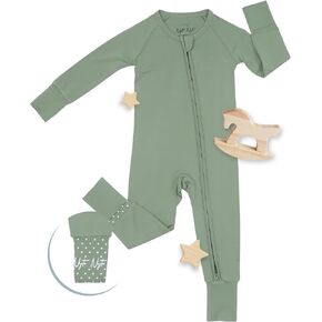 Nyte Nyte Baby- Modal From Sleepers for baby - Basil,6 to 12 Months, baby pajamas, Long Sleeves Baby Sleeper, with Adjustable Mittens, Adjustable Feet Cuffs & Anti-Slip Grip.