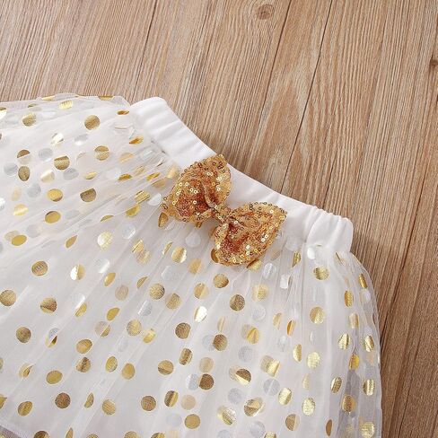 Toddler Kids Baby Girls Birthday Princess Outfits Dress Vest Tank Top Dot Mesh Tutu Skirt in Kuwait
