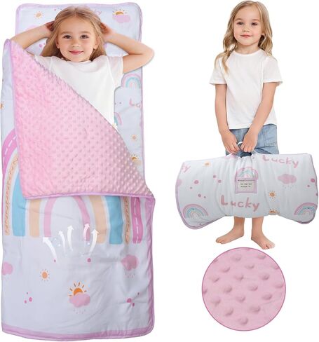 Extra Large Toddler Nap Mat with Pillow and Blanket, 55.1''x 23'' Soft Toddler Sleeping Mat, Portable Nap Mats for Daycare, Preschool in Saudi Arabia