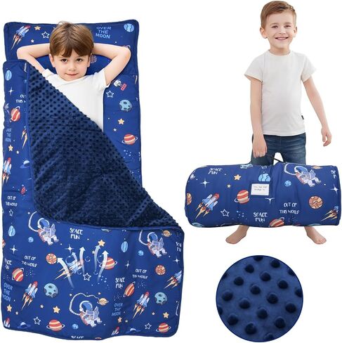 Extra Large Toddler Nap Mat with Pillow and Blanket, 55.1''x 23'' Soft Toddler Sleeping Mat, Portable Nap Mats for Daycare, Preschool in Saudi Arabia