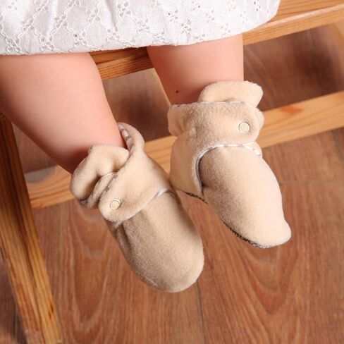 Ella Bonna Fleece Baby Booties, Warm Cozy Baby Slippers, Stay On Sock Shoes, Easy to Put on, Unisex Baby Gifts, Non-Slip Adjustable Newborn Boots for Boys and Girls, Infant Months in Kuwait