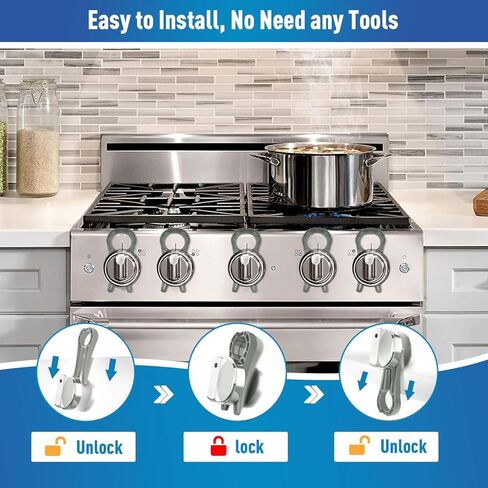 Gas Stove Knob Lock, Baby Proof Oven Knobs Covers Lock for Child Safety (5 Pack) Black… in Kuwait