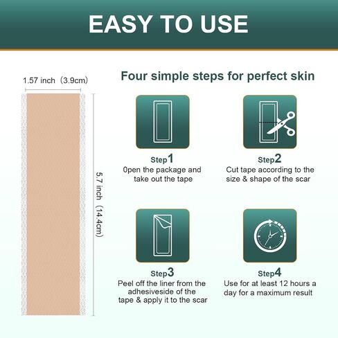 Silicone Scar Sheets, Tape, Strips 120" x 1.5" Roll-Heal Keloid, C-Section and Tummy Tuck - As Surgical Cream, Gel, Patch, Bandage in Saudi Arabia