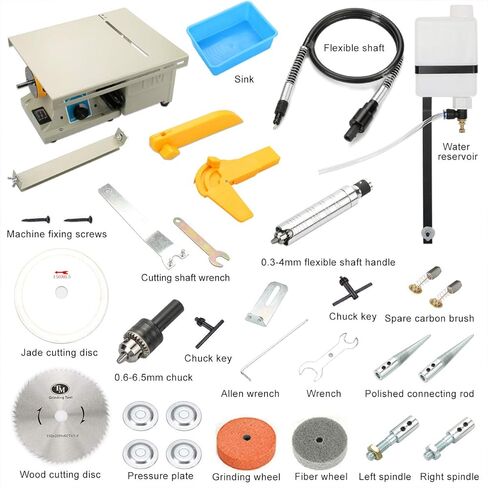 منشار طاولة صغير من مينجفوكسين للصخور، معدات جواهري DIY آلة طحن عازلة لتلميع المجوهرات، 0-10000 دورة/الدقيقة مع عمود مرن لهوايات نحت الأعمال الخشبية المنزلية in Kuwait