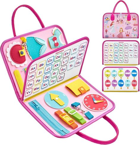 Freebear Busy Board Toddler Travel Toys Sensory Toys for Toddlers 1 2 3 4, Montessori Learning Toys for Toddlers Activities Board, Educational Toys for 3 4 Year Old Boys Girls Gift, Classic in Kuwait