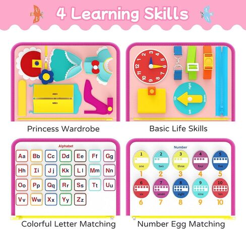Freebear Busy Board Toddler Travel Toys Sensory Toys for Toddlers 1 2 3 4, Montessori Learning Toys for Toddlers Activities Board, Educational Toys for 3 4 Year Old Boys Girls Gift, Classic in Kuwait