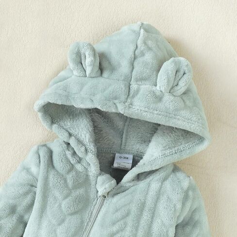 Saeaby Newborn Baby Girl Boy Clothes Fall Winter Infant Long Sleeve Fleece Jumpsuit Romper Hooded Baby Snowsuit Bear Outfit in Saudi Arabia