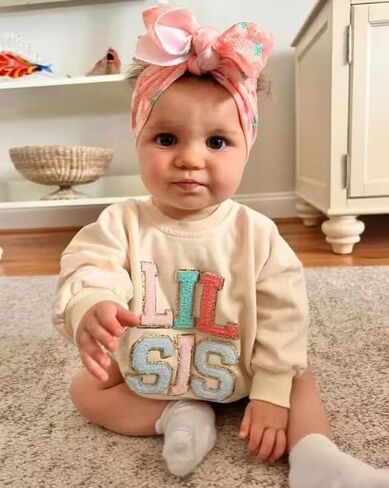 Ayalinggo Newborn Baby Girl Boy Matching Clothes Lil Sis/Bro Crewneck Sweatshirt Romper Sister Brother Outfits in Saudi Arabia