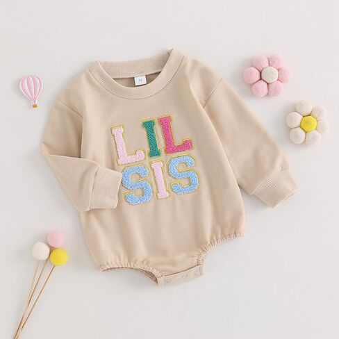 Ayalinggo Newborn Baby Girl Boy Matching Clothes Lil Sis/Bro Crewneck Sweatshirt Romper Sister Brother Outfits in Saudi Arabia
