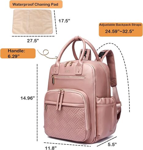 Leather Diaper Bag Backpack for Women with Multiple Pockets,Laptop Compartment and Changing Pad in Kuwait
