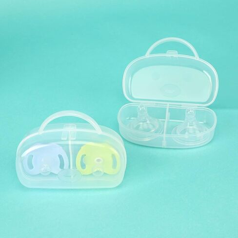 Accmor Pacifier Case, Pacifier Holder Can Storage 2 Pacifiers, Baby Pacifier Holder Case Container for Travel, BPA Free, Transparent in Saudi Arabia