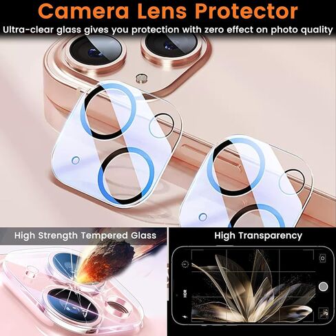 4+4 Pack Privacy Screen Protector for iPhone 15 Pro 6.1-Inch with 4 Pack Camera Lens Protector, Anti Spy Tempered Glass Film 9H Hardness Case Friendly in Saudi Arabia