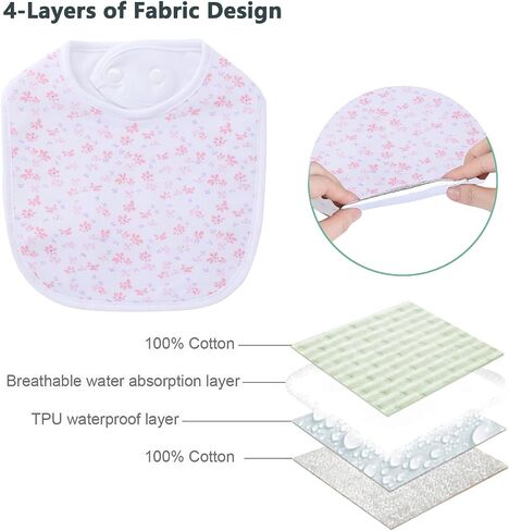 Hakochia Waterproof Baby Bibs Organic Cotton Super Soft and Absorbent With Adjustable Snap for Baby Boys and Girls in Saudi Arabia